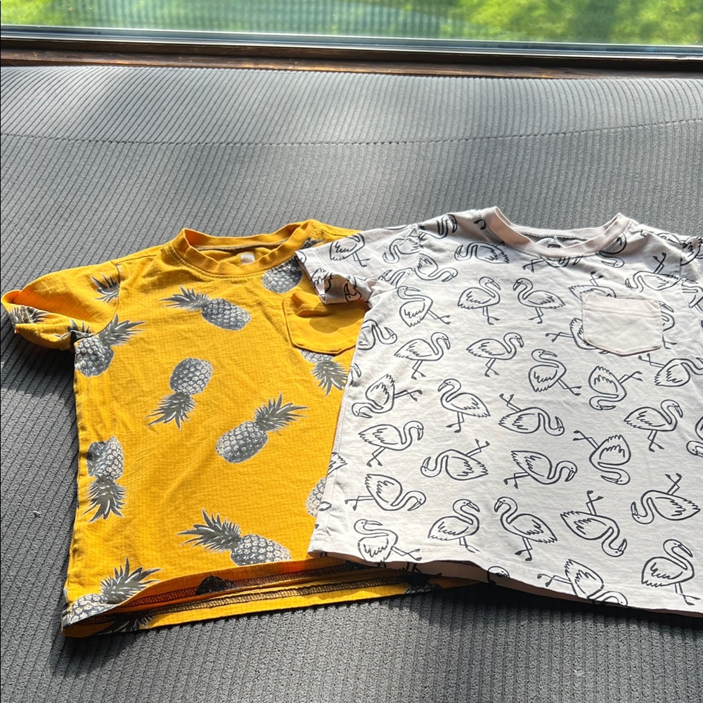 (Tea brand) Kids Pineapple & Flamingo Graphic Tee - Yellow & Pink